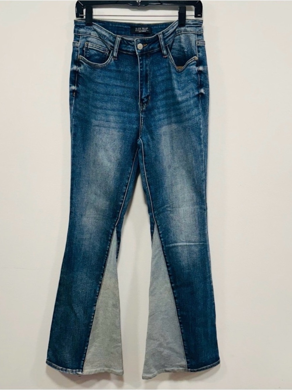 Judy Blue Dark Blue Split-Panel Flare Jeans